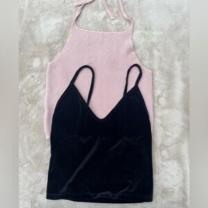 Brandy Melville bundle of 2 tops:,pink & velvet black, straps, made in Italy, S